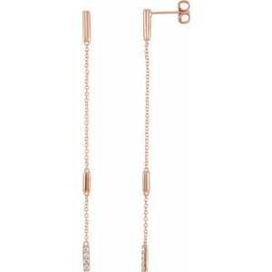 Ladies Natural Diamond Chain Earrings — 14K Rose Gold