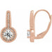 Ladies Natural Diamond Halo-Style Dangle Earrings — 14K Rose Gold