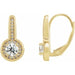 Ladies Natural Diamond Halo-Style Dangle Earrings — 14K Yellow Gold
