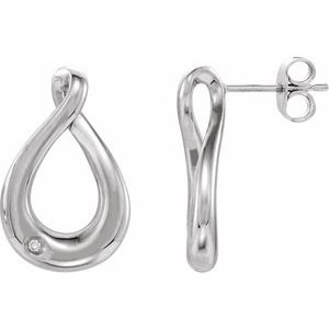 Ladies Natural Diamond Infinity-Inspired Earrings — Sterling Silver