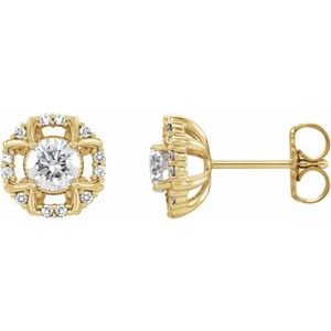 Ladies Natural Diamond Earrings — 14K Yellow Gold