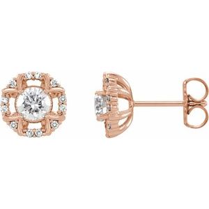 Ladies Natural Diamond Earrings — 14K Rose Gold