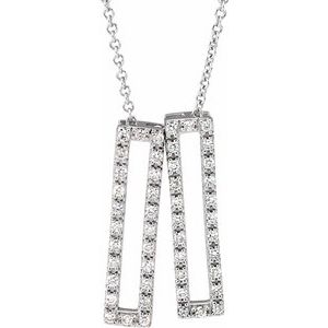 Ladies Natural Diamond Rectangle Necklace (I1, H+) — 14K White Gold