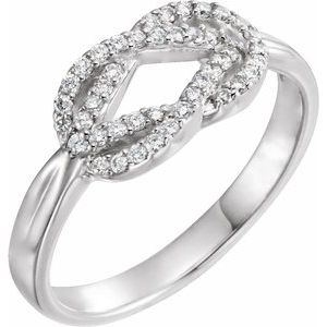 Ladies Natural Diamond Knot Ring (I2, G-H) — Sterling Silver