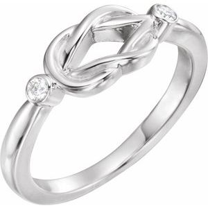 Ladies Natural Diamond Knot Ring (I2, G-H) — Sterling Silver