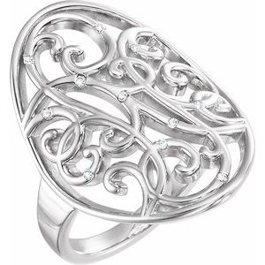 Ladies Natural Diamond Scroll Ring (I2, G-H) — Sterling Silver