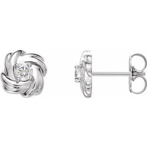 Ladies Natural Diamond Knot Earrings (I1, G-H) — Sterling Silver
