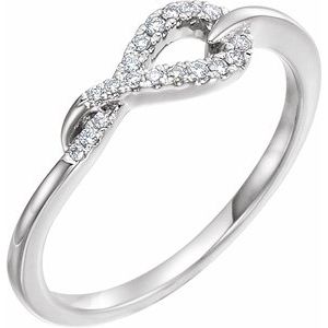 Ladies Natural Diamond Knot Ring (I1, H+) — 14K White Gold