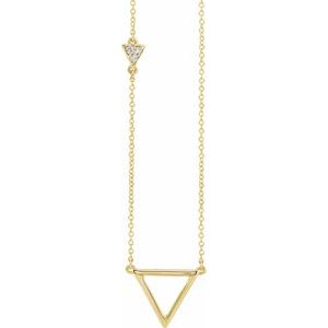 Ladies Natural Diamond Triangle Necklace (I1, H+) — 14K Yellow Gold