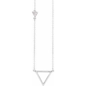 Ladies Natural Diamond Triangle Necklace (I1, H+) — 14K White Gold