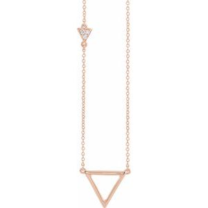 Ladies Natural Diamond Triangle Necklace (I1, H+) — 14K Rose Gold