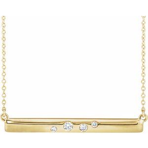 Ladies Natural Diamond Bar Necklace (I1, H+) — 14K Yellow Gold