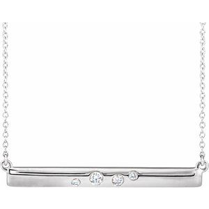 Ladies Natural Diamond Bar Necklace (I1, H+) — 14K White Gold