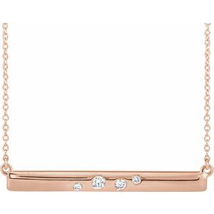 Ladies Natural Diamond Bar Necklace (I1, H+) — 14K Rose Gold
