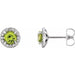 Ladies 5 mm Natural Peridot Natural Diamond Earrings — 14K White Gold