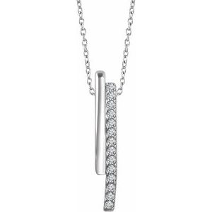 Ladies Natural Diamond Bar Necklace (I1, H+) — 14K White Gold