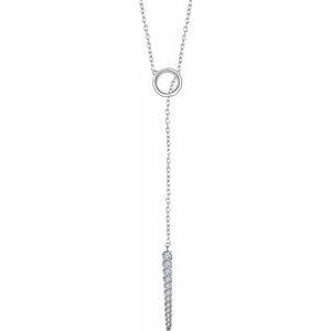 Ladies Natural Diamond Circle Bar Y Necklace (I1, H+) — 14K White Gold