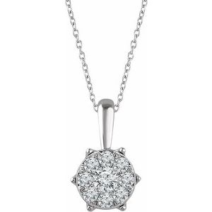 Ladies Natural Diamond Necklace (I1, H+) — 14K White Gold
