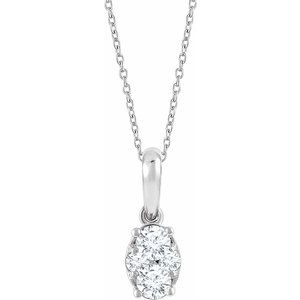 Ladies Natural Diamond Necklace (I1, H+) — 14K White Gold