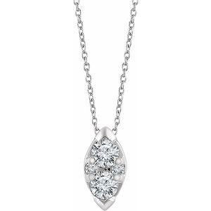 Ladies Natural Diamond Necklace (I1, H+) — 14K White Gold
