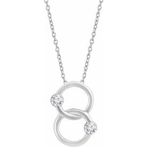 Ladies Natural Diamond Two-Stone Interlocking Circle Necklace (I1, H+) — 14K White Gold