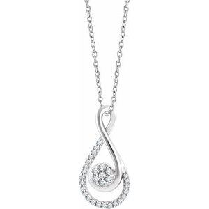 Ladies Natural Diamond Freeform Necklace (I1, H+) — 14K White Gold