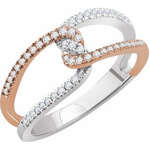 Ladies 14K White/ Natural Diamond Ring (I1, H+) — 14K White/Rose Gold