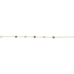 Ladies Natural Diamond Flowers Hearts Bracelet (I2, H+) — 14K Yellow Gold