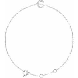 Ladies Natural Diamond Initial C Bracelet (I1, H+) — 14K White Gold