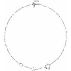 Ladies Natural Diamond Initial F Bracelet (I1, H+) — 14K White Gold