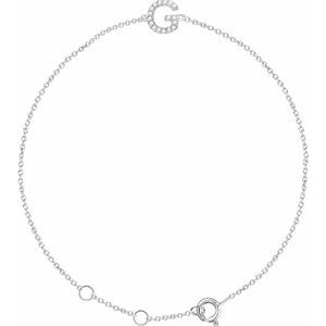 Ladies Natural Diamond Initial G Bracelet (I1, H+) — 14K White Gold