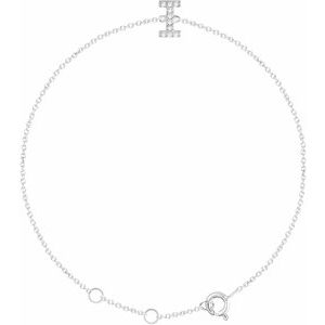Ladies Natural Diamond Initial I Bracelet (I1, H+) — 14K White Gold