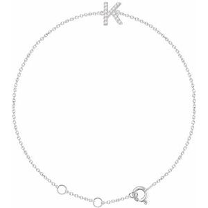 Ladies Natural Diamond Initial K Bracelet (I1, H+) — 14K White Gold
