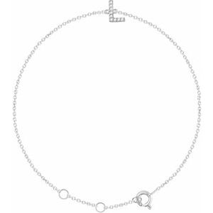 Ladies Natural Diamond Initial L Bracelet (I1, H+) — 14K White Gold