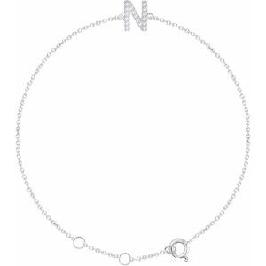 Ladies Natural Diamond Initial N Bracelet (I1, H+) — 14K White Gold