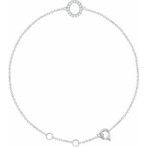 Ladies Natural Diamond Initial O Bracelet (I1, H+) — 14K White Gold