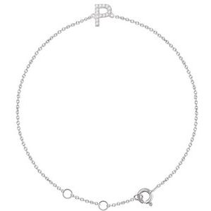 Ladies Natural Diamond Initial P Bracelet (I1, H+) — 14K White Gold