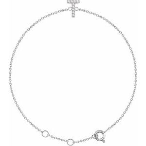 Ladies Natural Diamond Initial T Bracelet (I1, H+) — 14K White Gold