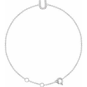 Ladies Natural Diamond Initial U Bracelet (I1, H+) — 14K White Gold