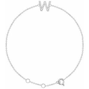 Ladies Natural Diamond Initial W Bracelet (I1, H+) — 14K White Gold