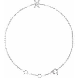 Ladies Natural Diamond Initial X Bracelet (I1, H+) — 14K White Gold