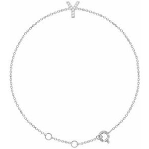 Ladies Natural Diamond Initial Y Bracelet (I1, H+) — 14K White Gold