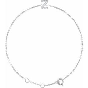 Ladies Natural Diamond Initial Z Bracelet (I1, H+) — 14K White Gold