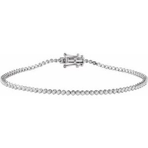 Ladies Natural Diamond Line Bracelet (I1, H+) — 14K White Gold