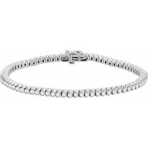 Ladies Natural Diamond Line Bracelet (I1, H+) — 14K White Gold