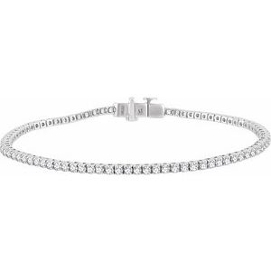 Ladies Natural Diamond Line Bracelet (I1, H+) — 14K White Gold