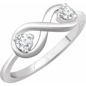 Ladies Natural Diamond Infinity-Inspired Ring (I1, H+) — 14K White Gold