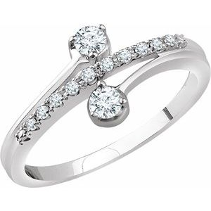 Ladies Natural Diamond Two-Stone Ring (I1, H+) — 14K White Gold