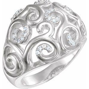 Ladies Natural Diamond Scroll Ring (I1, G-H) — Sterling Silver