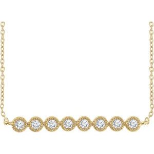 Ladies Natural Diamond Bar Necklace (I1, H+) — 14K Yellow Gold